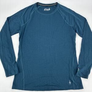 Smartwool Merino Wool Shirt Womens Large Blue Crewneck Long Sleeve Base Layer